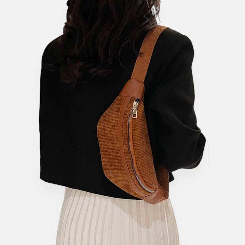 Damen Samt Ripp Gürteltasche Chic mit Schulterriemen | VIVIANA