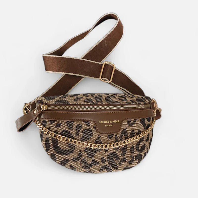 Leopardenmuster Bauchtasche aus Leder mit Schulterriemen | AURORA