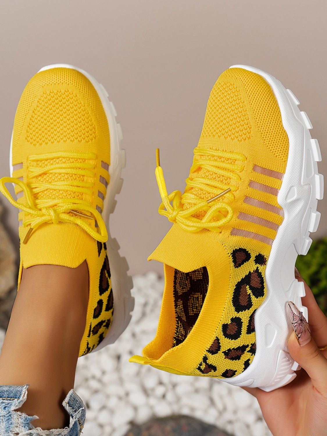 Bequeme Sneakers aus Mesh mit Leopardenmuster | SAVANA