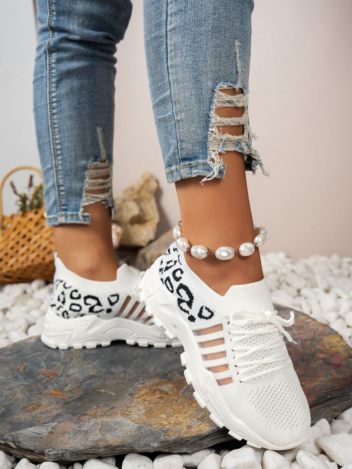 Bequeme Sneakers aus Mesh mit Leopardenmuster | SAVANA