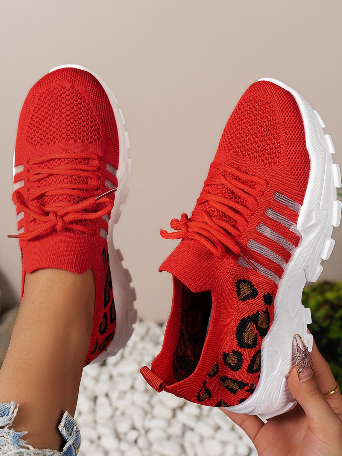 Bequeme Sneakers aus Mesh mit Leopardenmuster | SAVANA