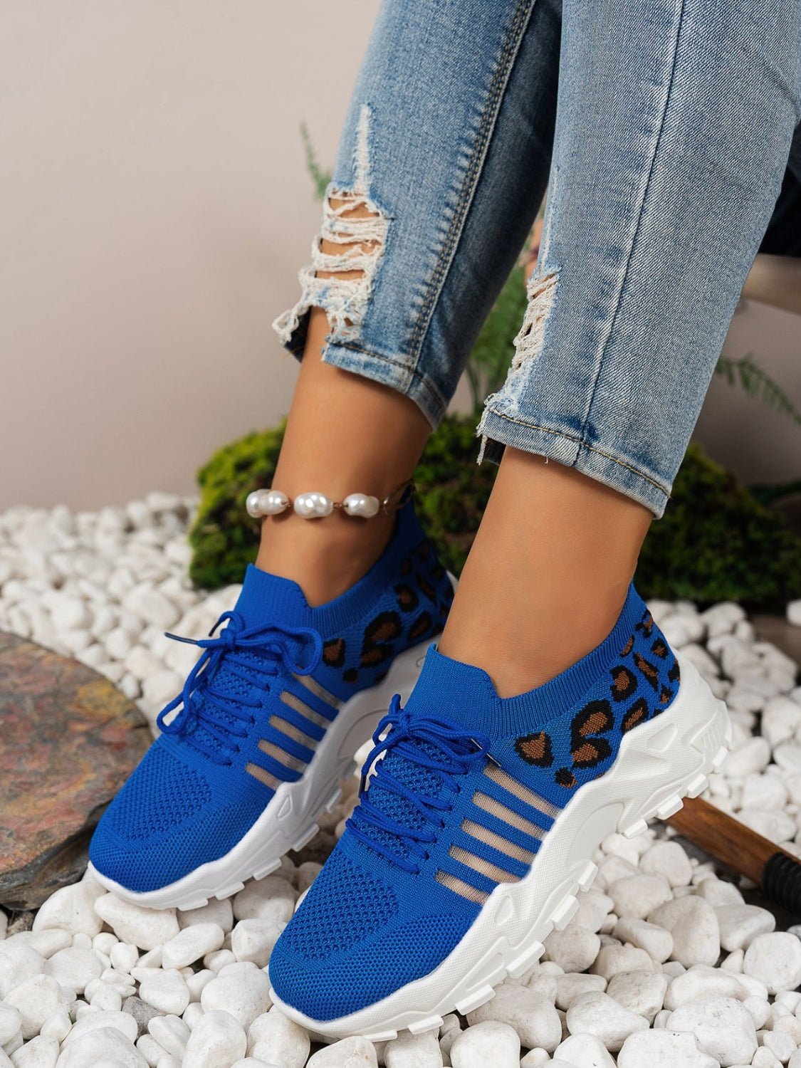 Bequeme Sneakers aus Mesh mit Leopardenmuster | SAVANA