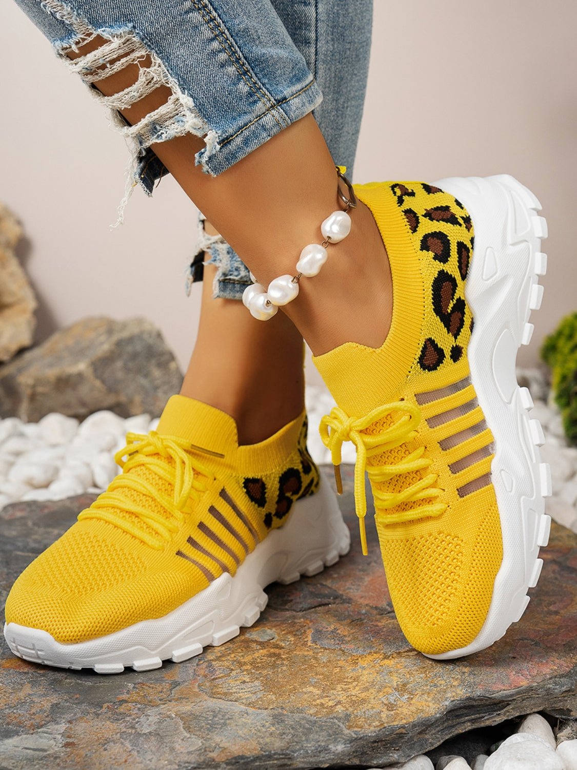 Bequeme Sneakers aus Mesh mit Leopardenmuster | SAVANA