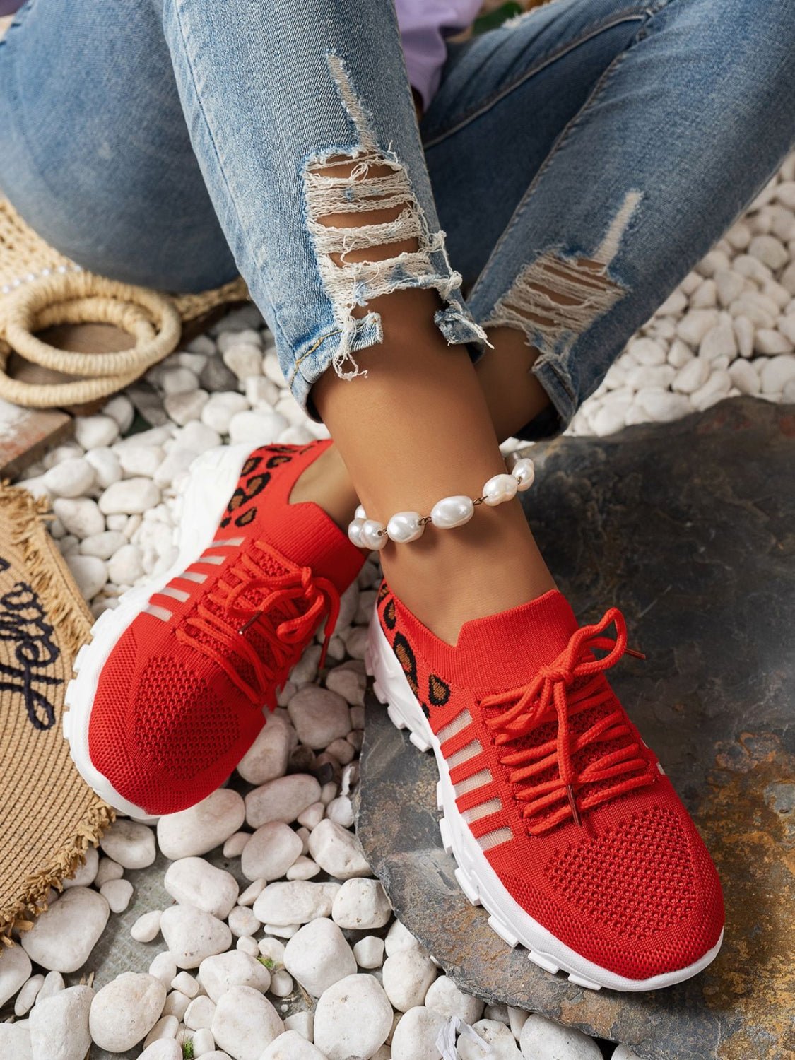 Bequeme Sneakers aus Mesh mit Leopardenmuster | SAVANA