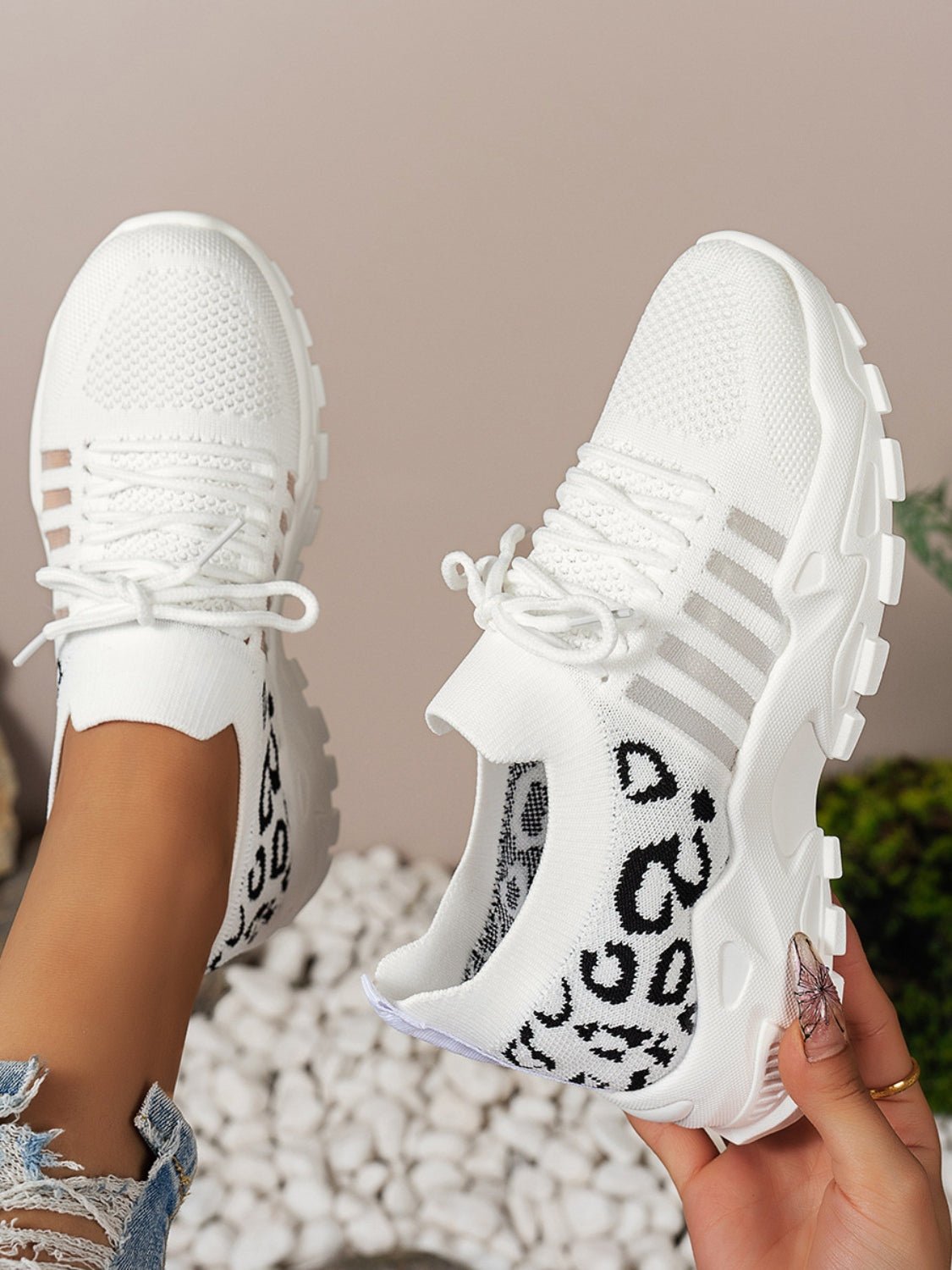 Bequeme Sneakers aus Mesh mit Leopardenmuster | SAVANA