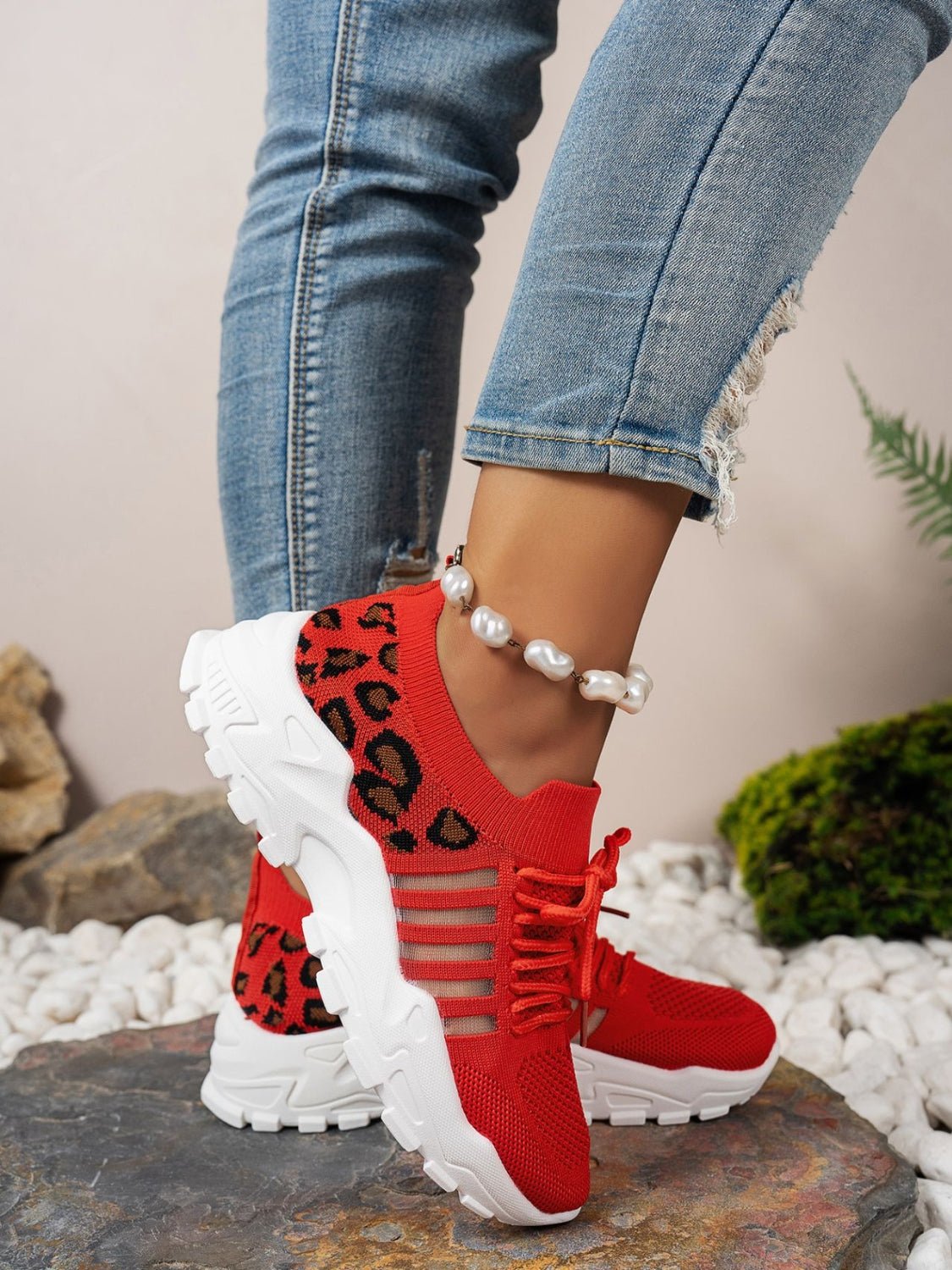 Bequeme Sneakers aus Mesh mit Leopardenmuster | SAVANA
