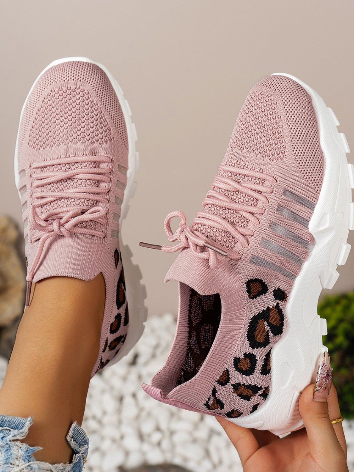 Bequeme Sneakers aus Mesh mit Leopardenmuster | SAVANA