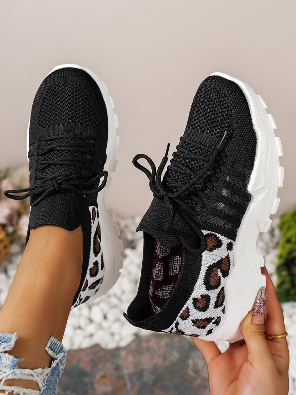 Bequeme Sneakers aus Mesh mit Leopardenmuster | SAVANA