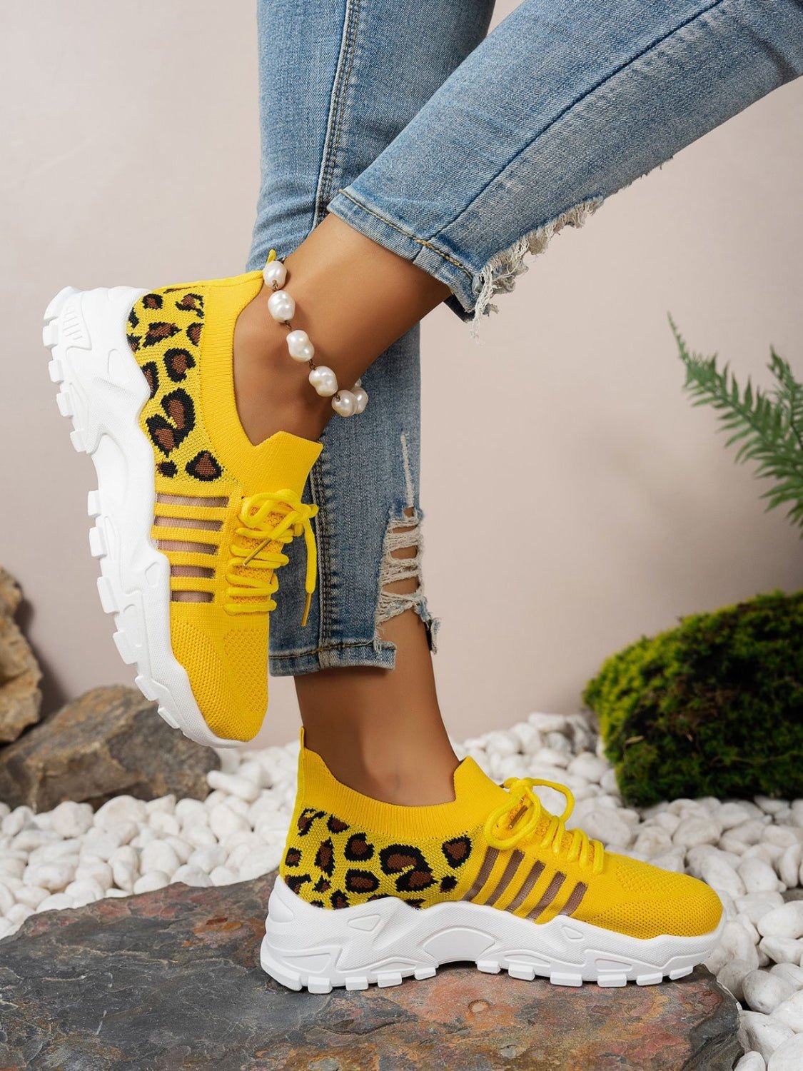 Bequeme Sneakers aus Mesh mit Leopardenmuster | SAVANA