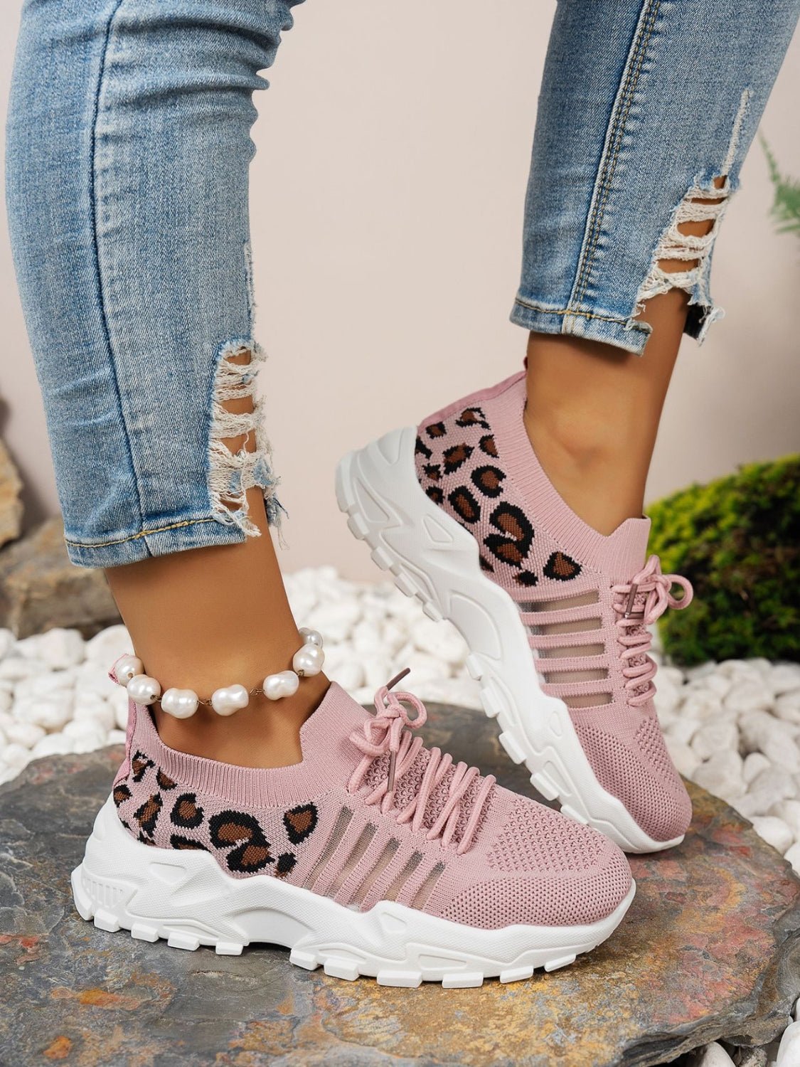 Bequeme Sneakers aus Mesh mit Leopardenmuster | SAVANA