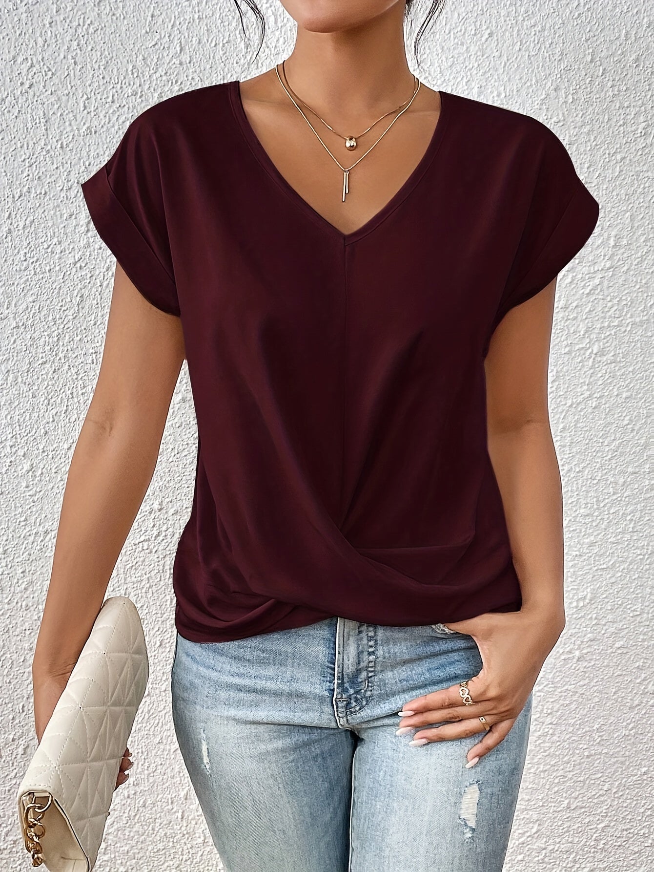 Elegantes Damen V-Ausschnitt T-Shirt | LYA