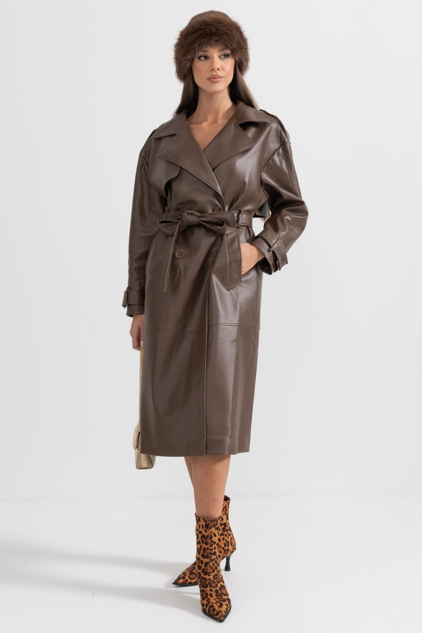 Trench Coat Cuir Vegan pour Femmes - LILI - MYLES Boutique