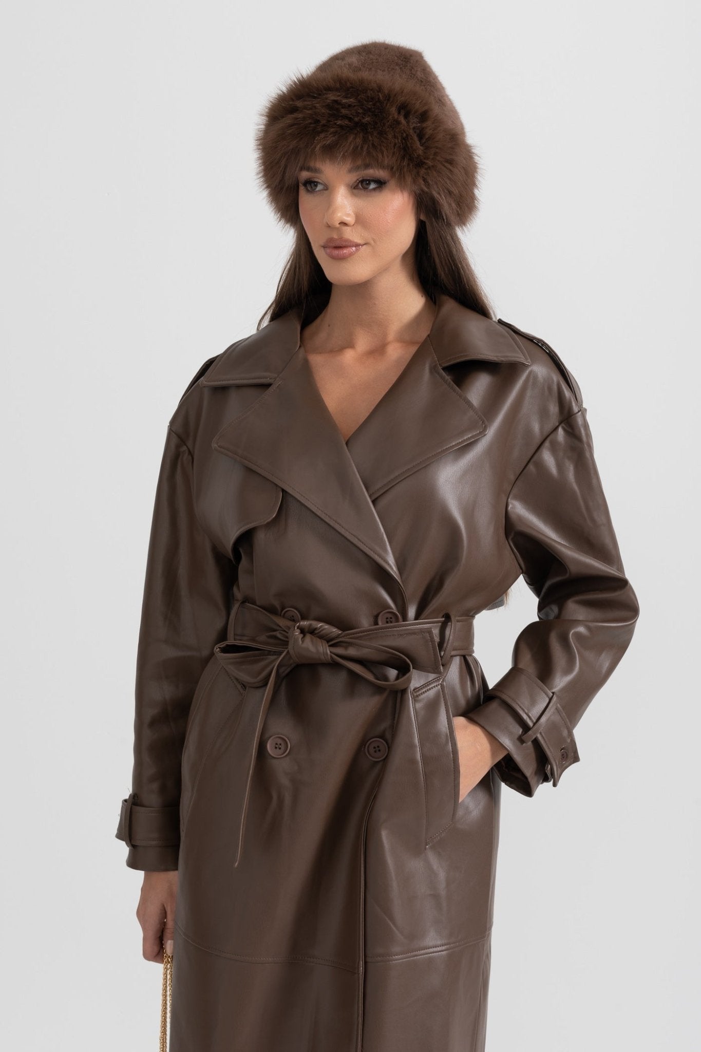 Trench Coat Cuir Vegan pour Femmes - LILI - MYLES Boutique