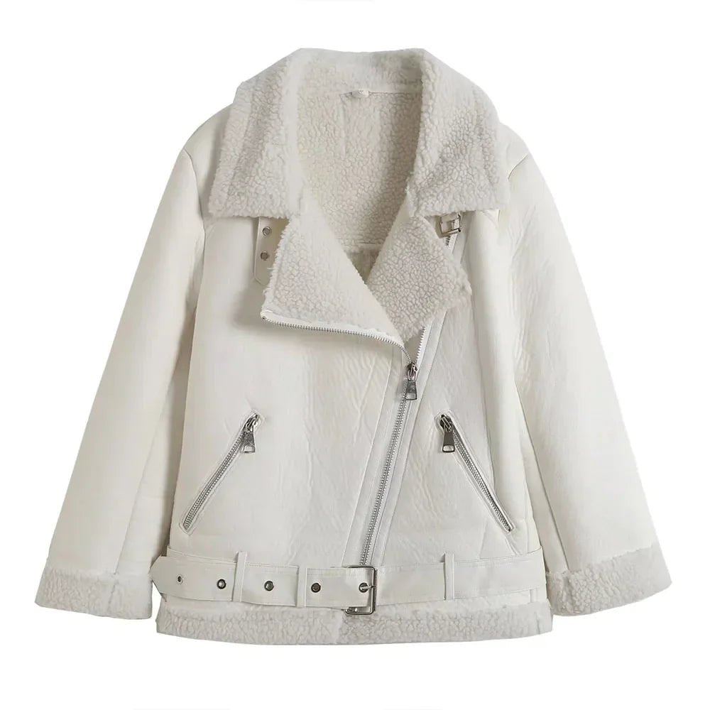 Damen Fliegerjacke Gefüttert Kunstleder | WARMFLY