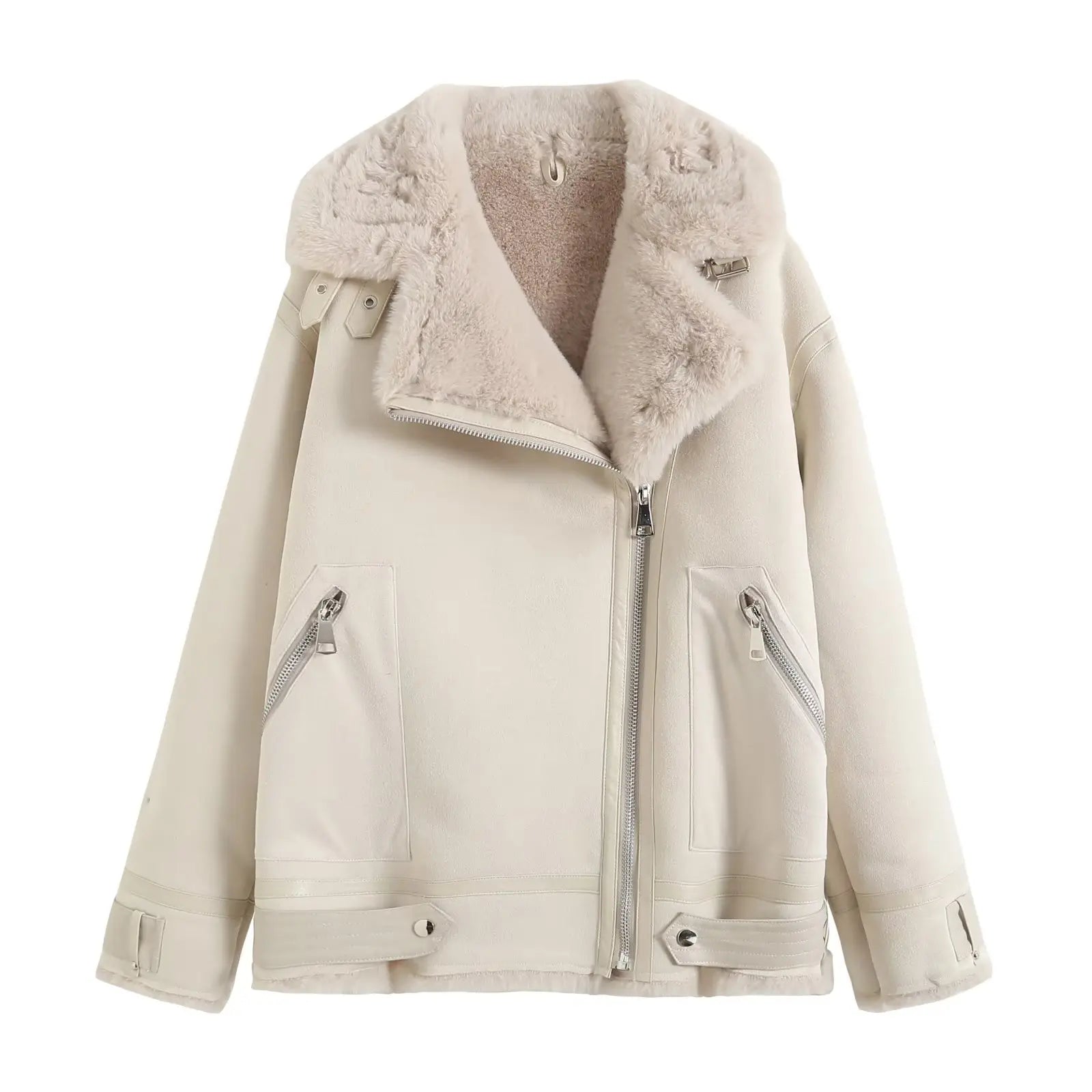 Damen Fliegerjacke Gefüttert Kunstleder | WARMFLY