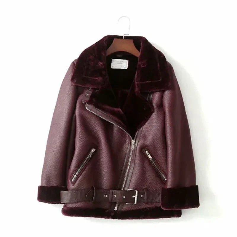 Damen Fliegerjacke Gefüttert Kunstleder | WARMFLY