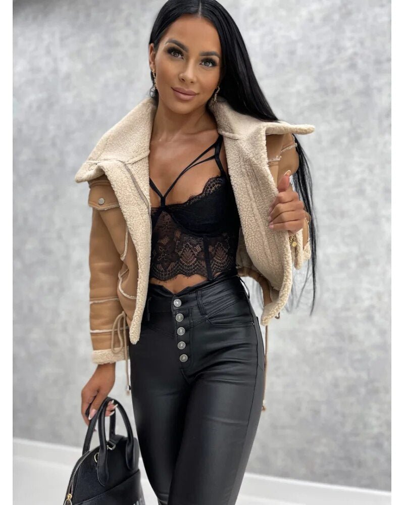 Kurze Jacke aus Kunstleder für Damen | JAMYA™
