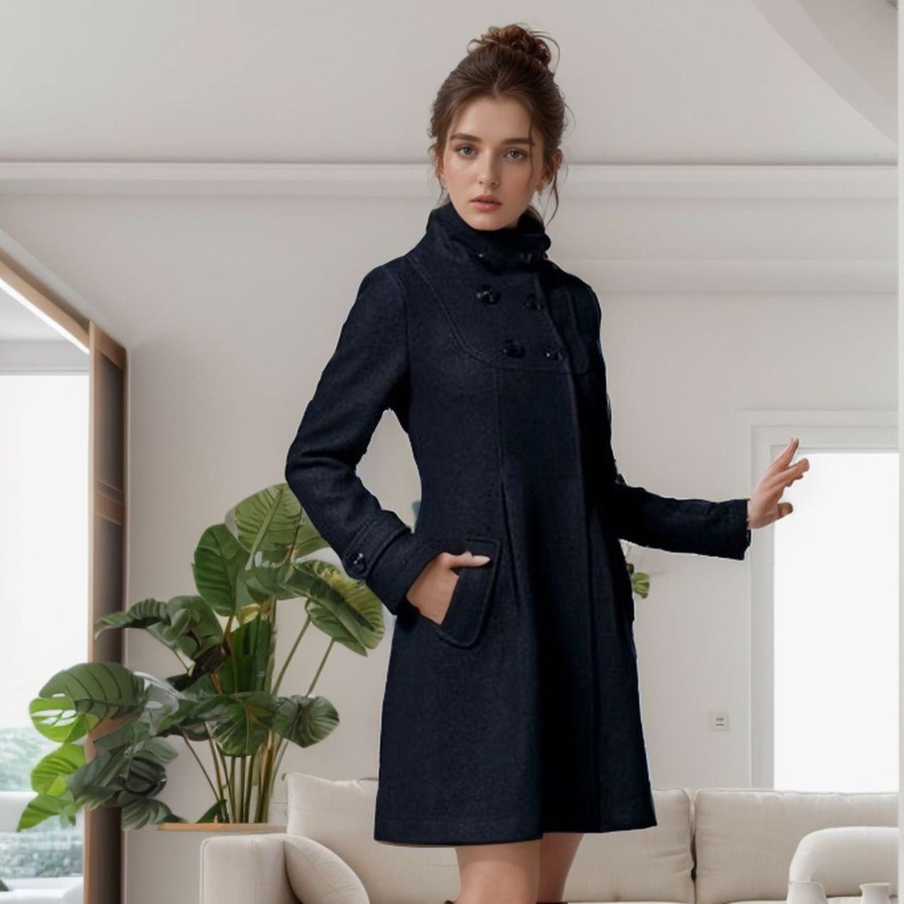 Elegante Jacke mit hohem Kragen und Kapuze | ÉDENIA™