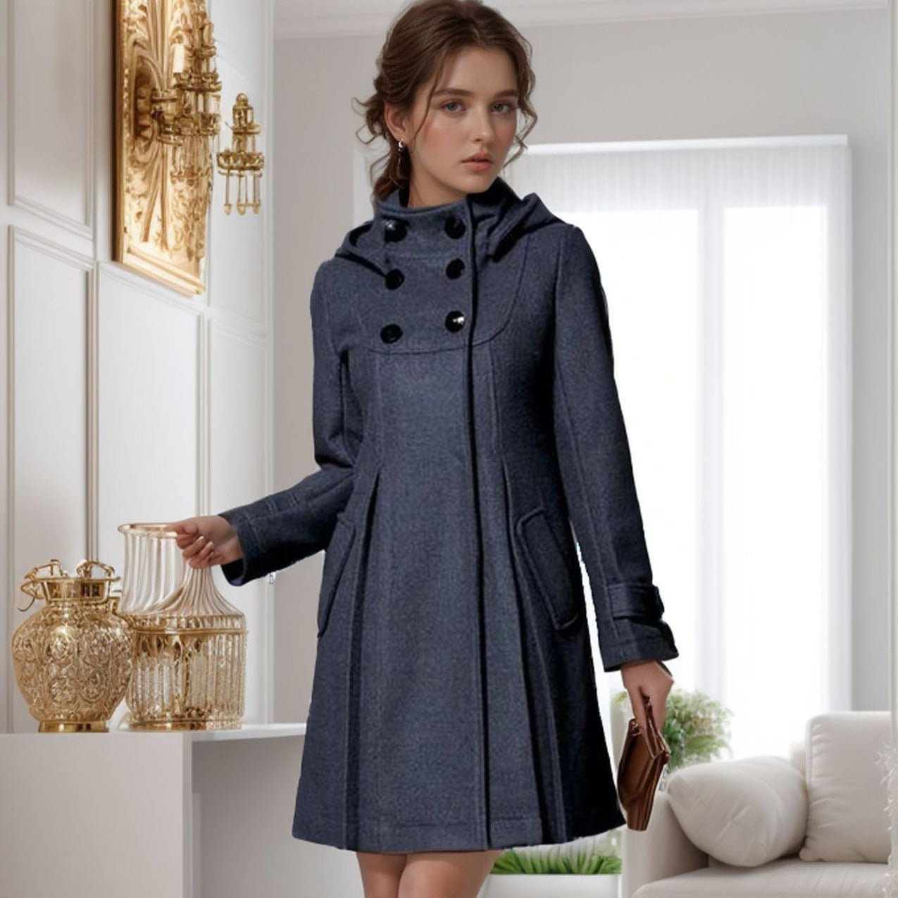 Elegante Jacke mit hohem Kragen und Kapuze | ÉDENIA™