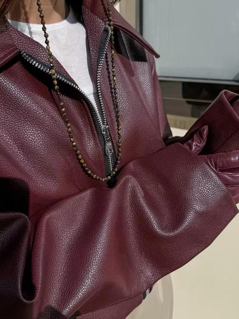 Reißverschluss-Lederjacke für Damen | ICONIC™