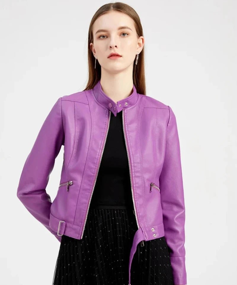 Veste Cuir Perfecto Femme Myles Boutique Violet Foncé