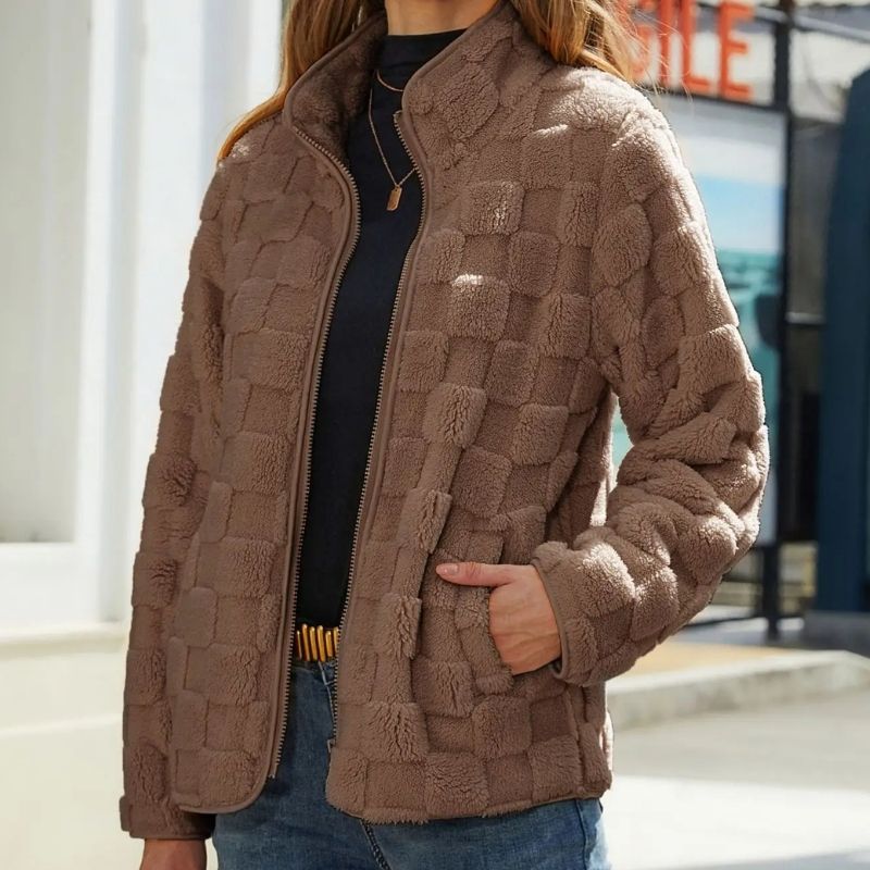 Weiche Fleecejacke mit Kachelstruktur für Damen | COZYCHECK™