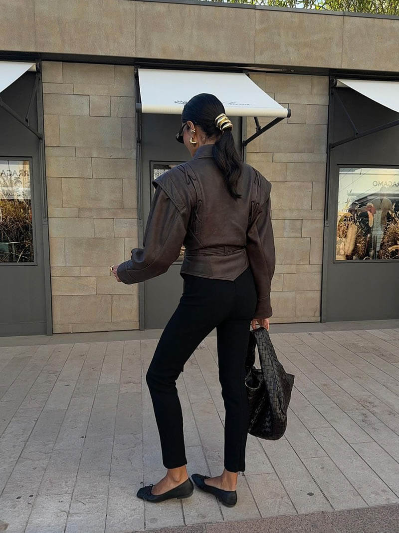 Kunstlederjacke mit Gürtel für Damen | GLAMIA™