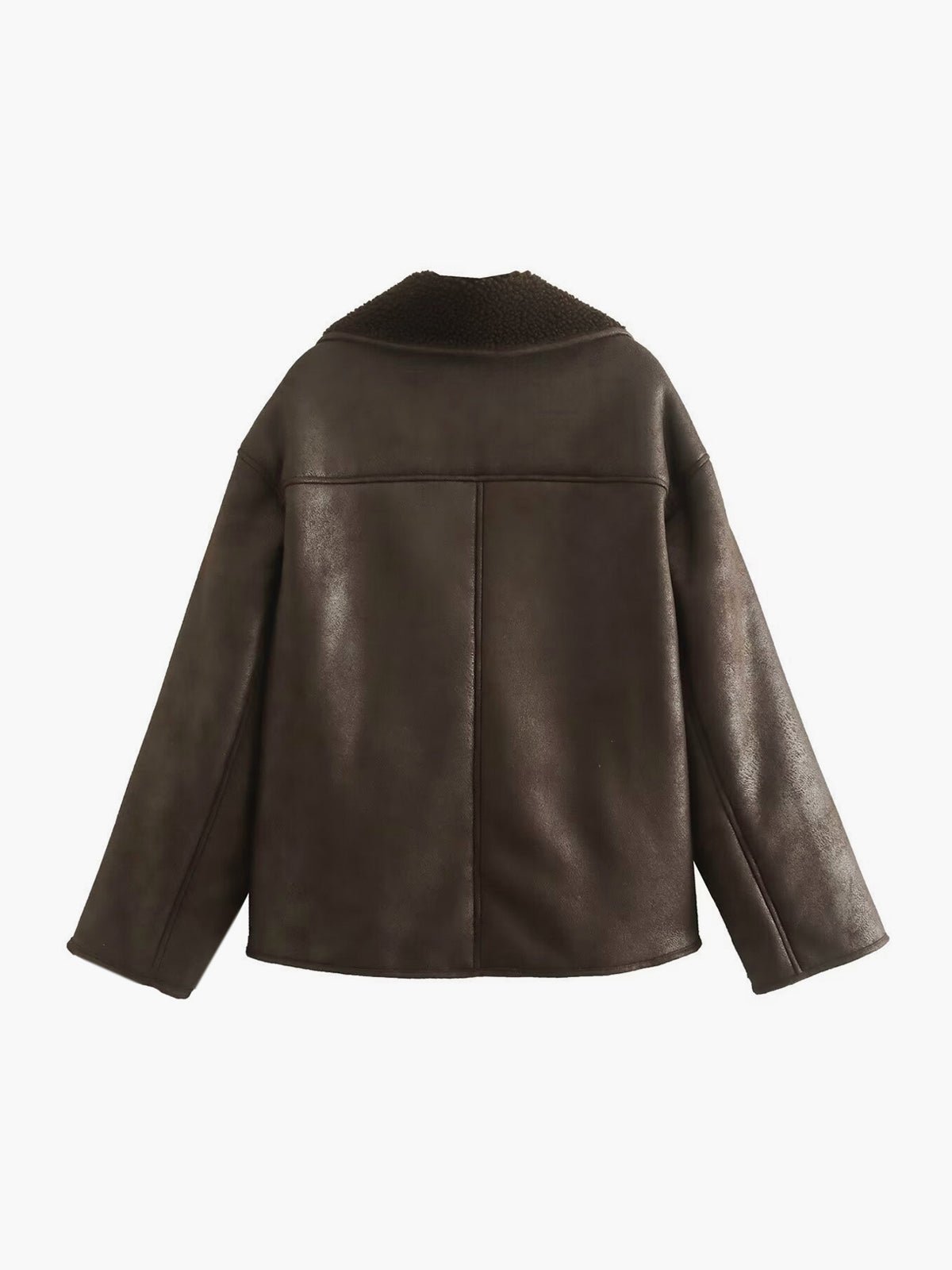 Oversize Kunstlederjacke mit Fleece-Futter | WARMCLASSIC™