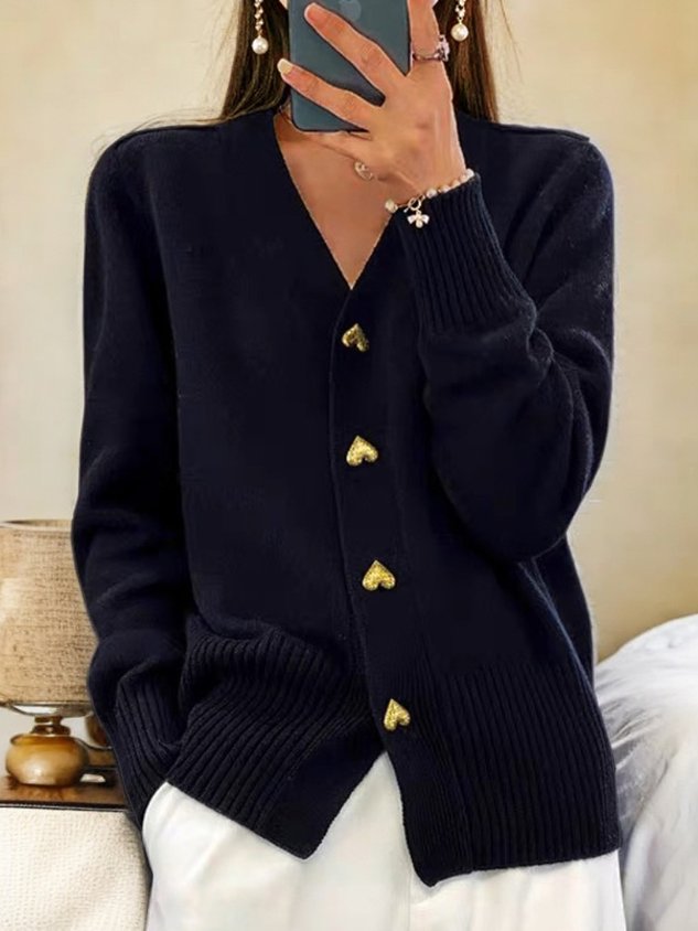 Damen Strickjacke mit Knöpfen und Herz | LOVECARDI™