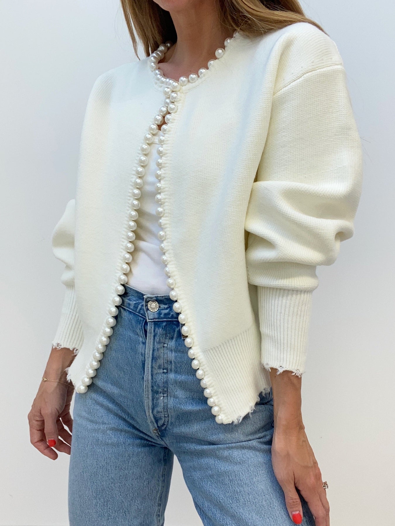 Damenstrickjacke mit Perlenverzierung | PERLEA