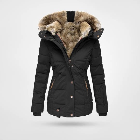 Damen Daunenjacke mit Kapuze, gefüttert mit Kunstpelz | WINTERLUX