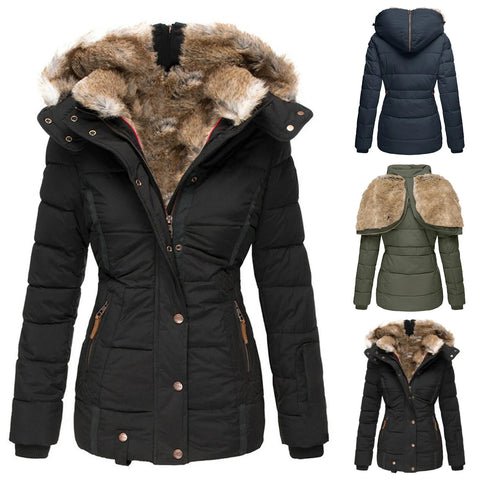 Damen Daunenjacke mit Kapuze, gefüttert mit Kunstpelz | WINTERLUX