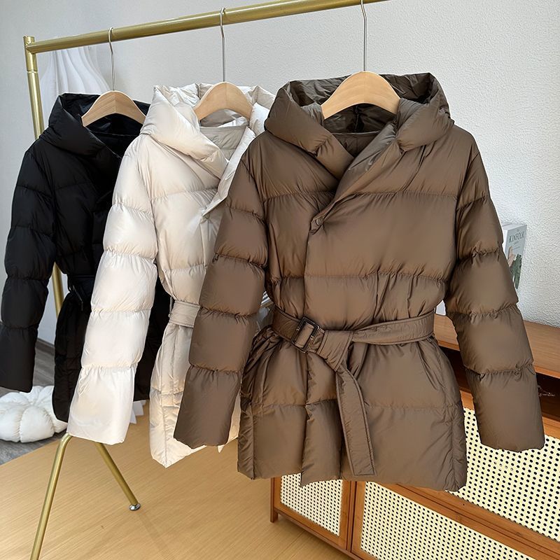 Damen Steppjacke Mid-Lang Mit Gürtel Und Kapuze | COZYWINTER™