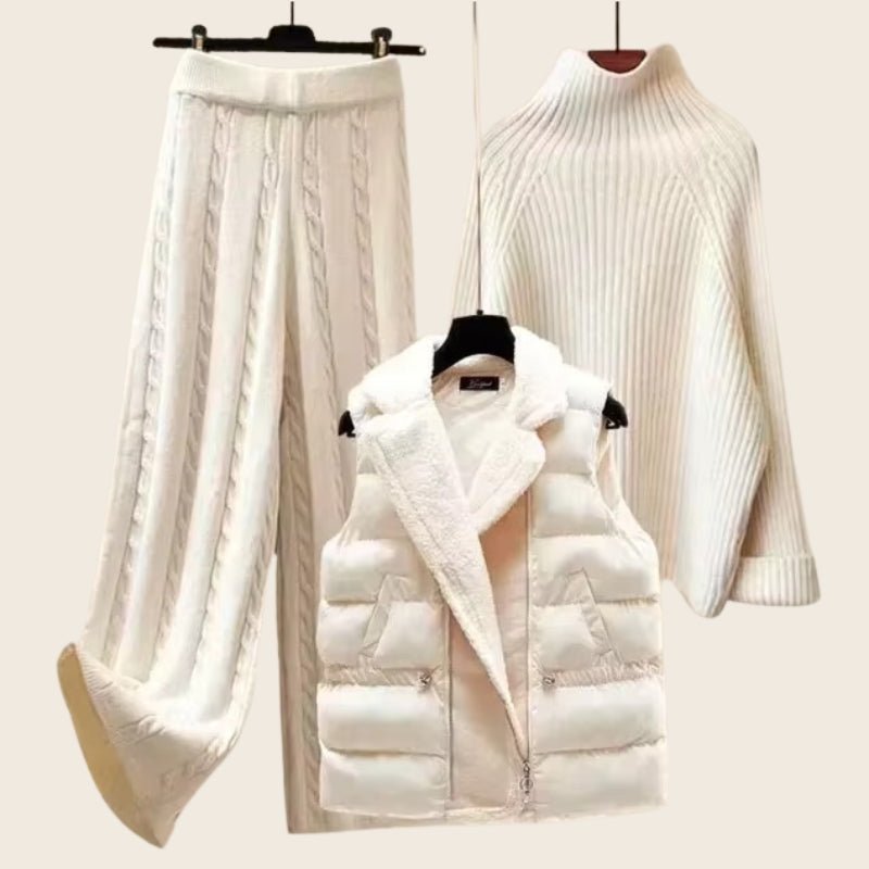 Ensemble gestrickt Weiß Schnee Damen | SNOWGLAM™