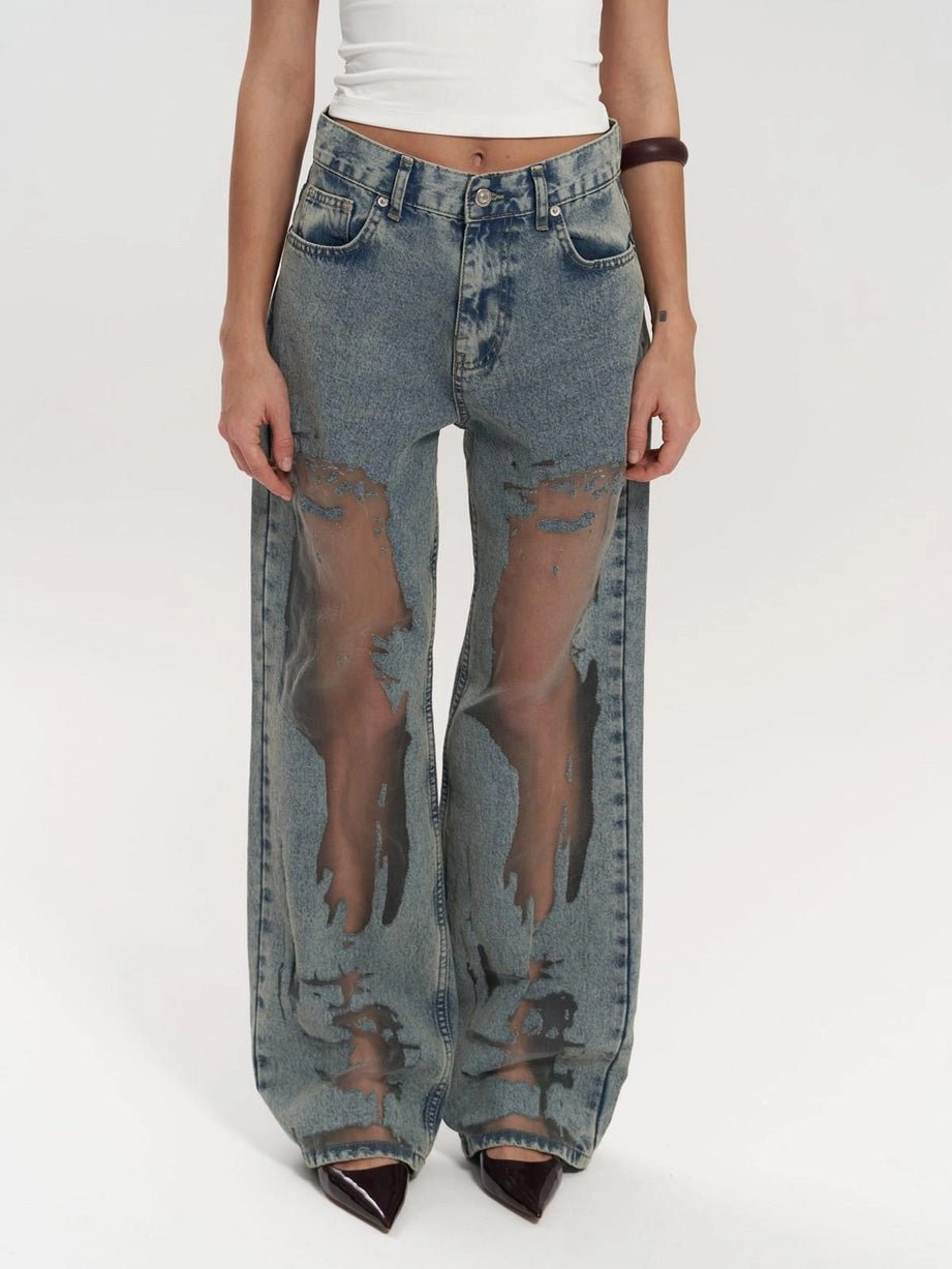 Damenjeans Transparenteffekt | MESHA