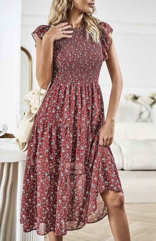 Bohemien Kleid mit Blumenmuster Frühling | AURÉLIE