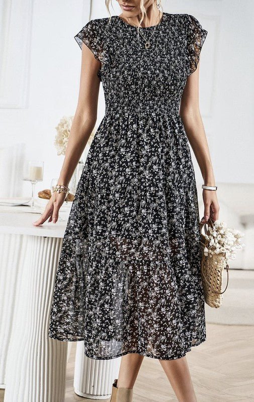 Bohemien Kleid mit Blumenmuster Frühling | AURÉLIE