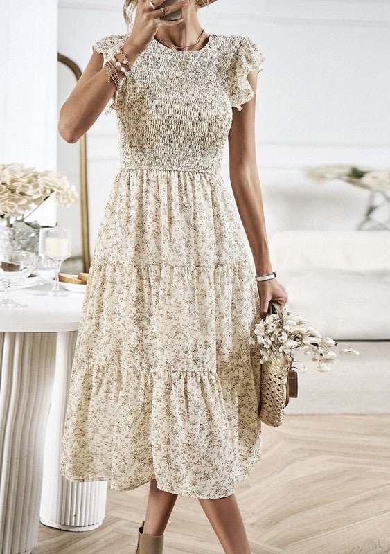 Bohemien Kleid mit Blumenmuster Frühling | AURÉLIE