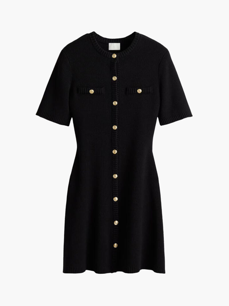 Elegantes tailliertes Knopfkleid aus Jersey | FITCHIC™