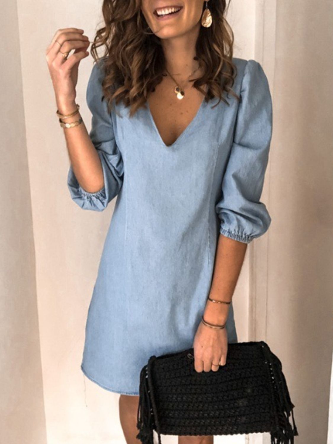 Lässiges Kleid aus Kunstjeans | SOLINE