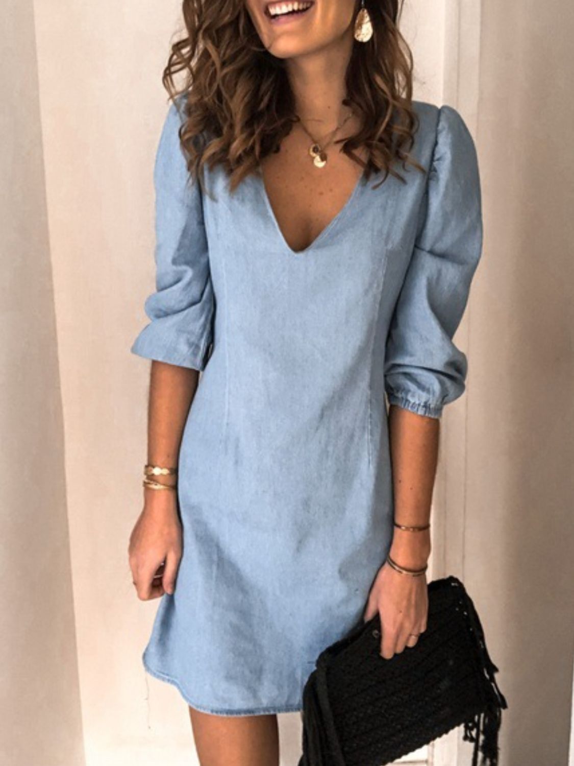 Lässiges Kleid aus Kunstjeans | SOLINE