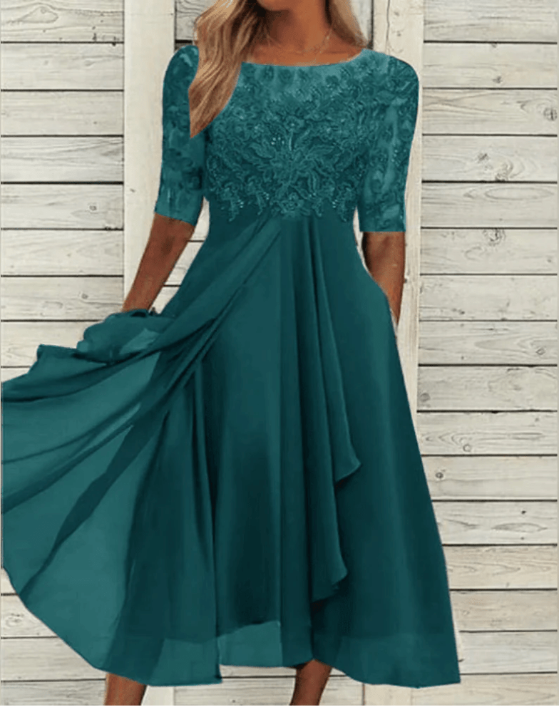 Elegantes Damenkleid mit kurzen Ärmeln | SELEZIA