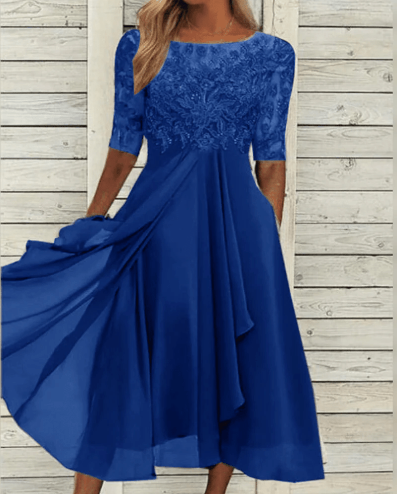 Elegantes Damenkleid mit kurzen Ärmeln | SELEZIA