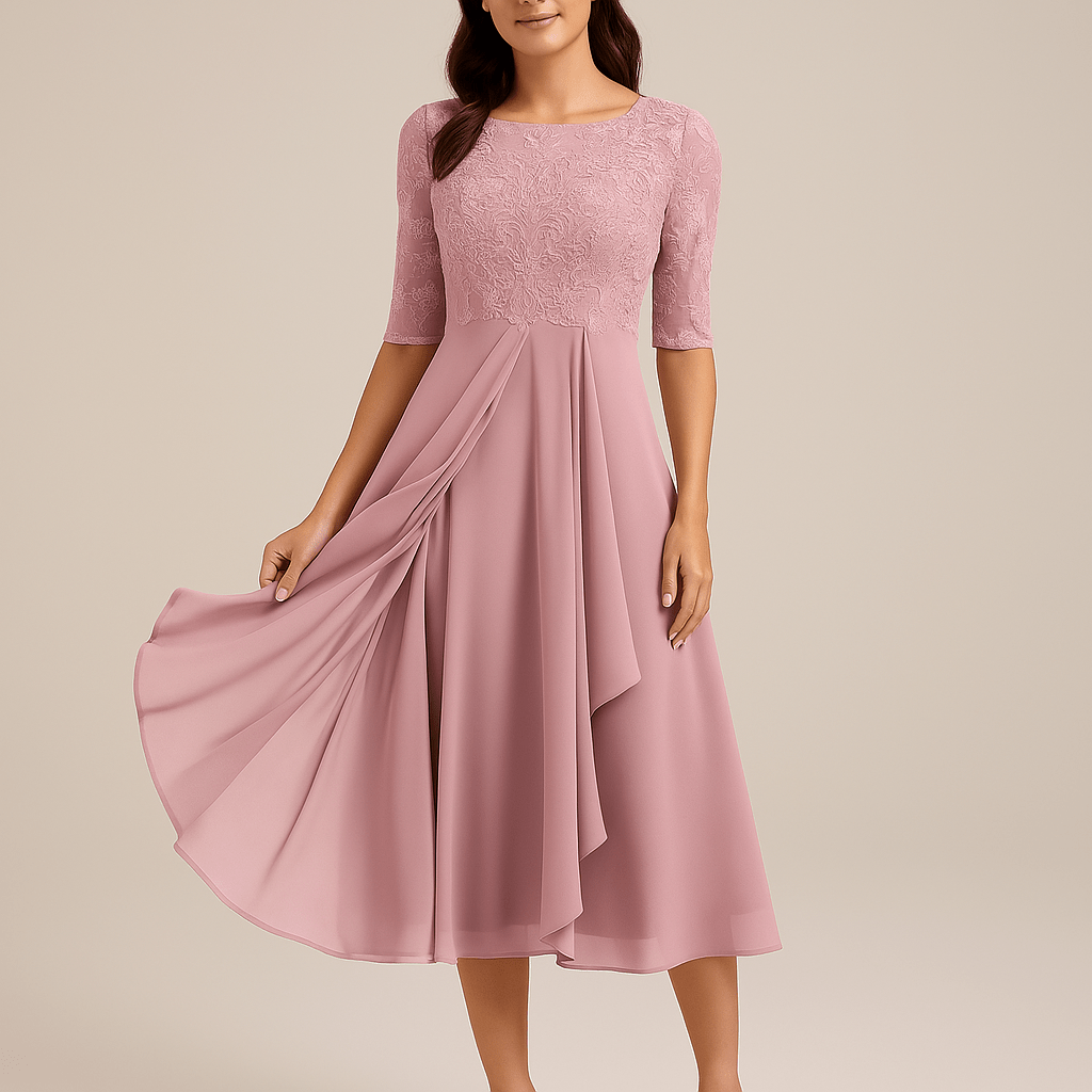 Elegantes Damenkleid mit kurzen Ärmeln | SELEZIA