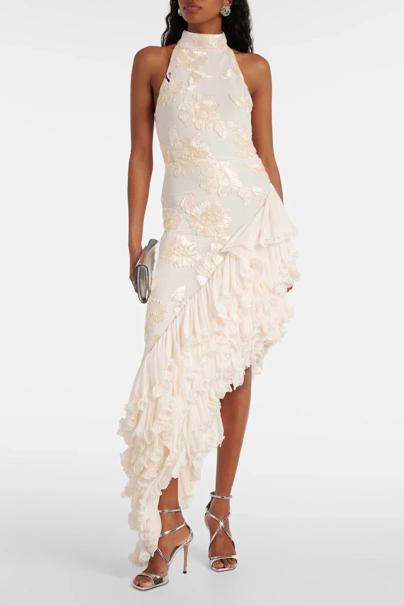 Damenkleid mit Blumenapplikation | FRÜHLING