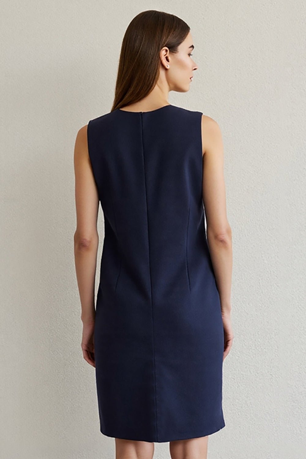 Robe Femme Workwear à Col Rond Bleue | ADRIA - MYLES Boutique