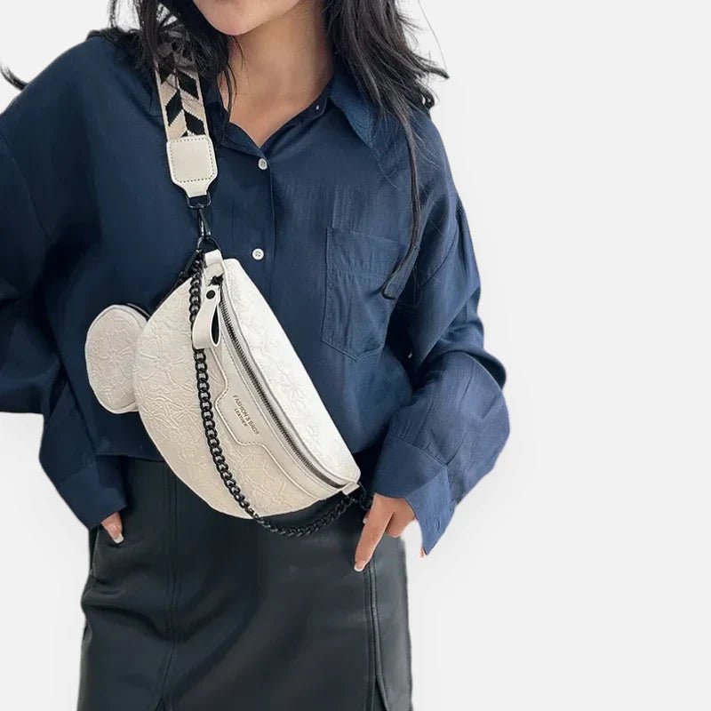 Gürteltasche aus Leder mit Blumenmuster, Schulterriemen und Geldbörse | LUCY