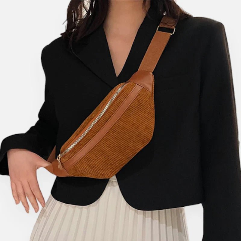 Damen Samt Ripp Gürteltasche Chic mit Schulterriemen | VIVIANA
