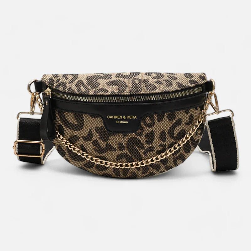 Leopardenmuster Bauchtasche aus Leder mit Schulterriemen | AURORA