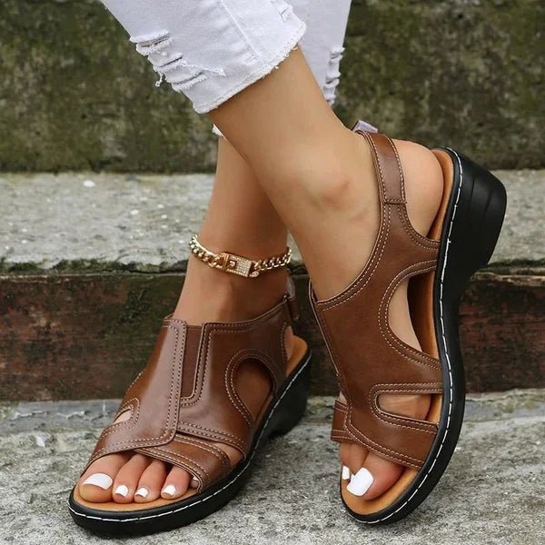 Bequeme Damen Sandalen Offen mit Klettverschluss | ELVIRA